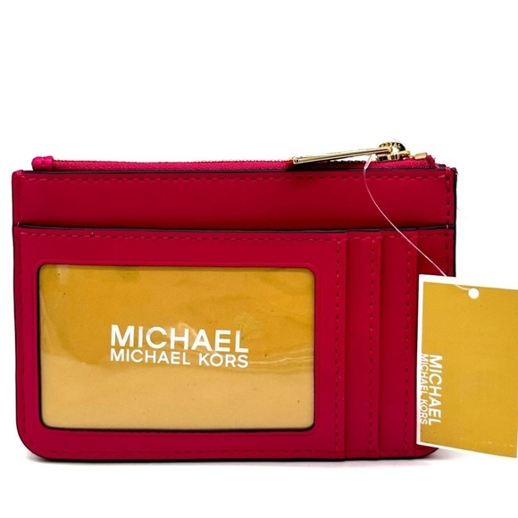 Michael Kors Jet Set Travel Small Top Zip Coin Pouch w ID Holder Electric Pink - Picture 5 of 8